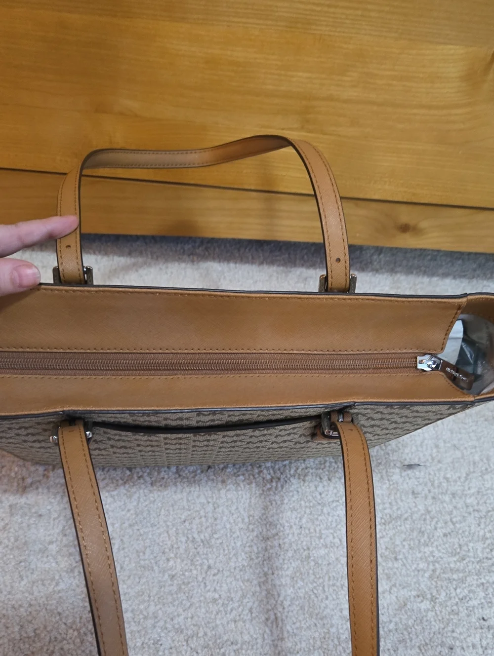 Michael Kors Tan/Beige Signature MK Tote Bag - Picture 8 of 11